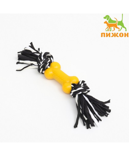 Игрушка для собак Канат с косточкой 25см черно-желтая Пижон Игрушка для собак Канат с косточкой 25см черно-желтая Пижон