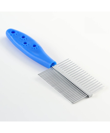 Расческа двусторонняя Лапки с прямыми зубьями пластиковая ручка синяя Пижон Расческа двусторонняя Лапки с прямыми зубьями пластиковая ручка синяя Пижон
