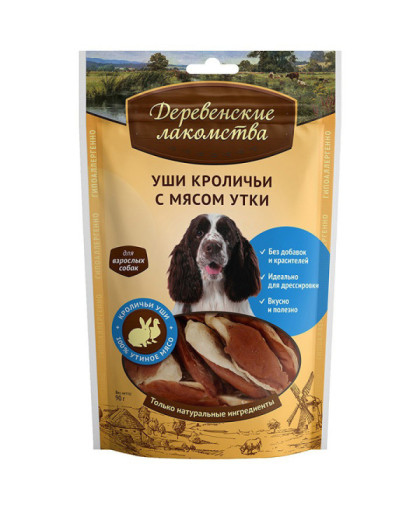  Деревенские Лакомства Уши кроличьи с мясом утки  90гр*10