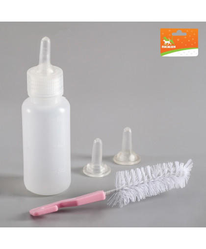  Набор для вскармливания щенков и котят бутылка  50мл+соска+ершик Пижон