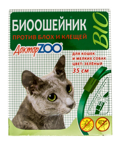  Доктор Зоо ошейник БИО для кошек и мелких собак (зеленый)  35см*6