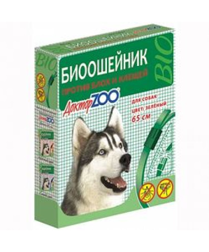  Доктор Зоо ошейник БИО для собак от блох, клещей, вшей, власоедов (зеленый)  65см*6