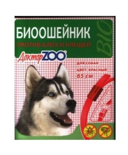  Доктор Зоо ошейник БИО для собак (красный)  65см*6