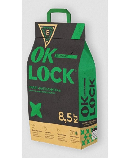  Наполнитель растительный комкующийся Ok-Lock  20,2л/8,5кг*2 смывается в унитаз