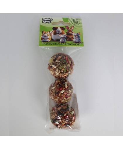 Смайл Кинг/Smile King лакомство для грызунов шарики MIX овощной/зерновой/фруктово-ореховый 75гр Смайл Кинг/Smile King лакомство для грызунов шарики MIX овощной/зерновой/фруктово-ореховый 75гр