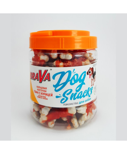  Брава/BraVa лакомства для собак кальцевая косточка твин с Курицей  700гр*12