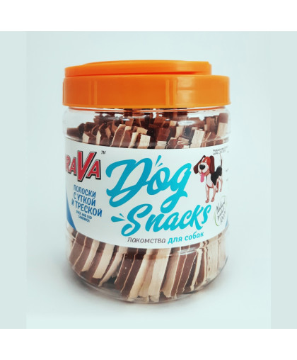  Брава/BraVa лакомства для собак полоски с Уткой и Треской  750гр*12