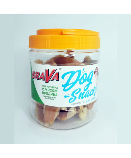 Брава/BraVa лакомства для собак Уши Кролика с мясом кролика 450гр*12 Брава/BraVa лакомства для собак Уши Кролика с мясом кролика 450гр*12