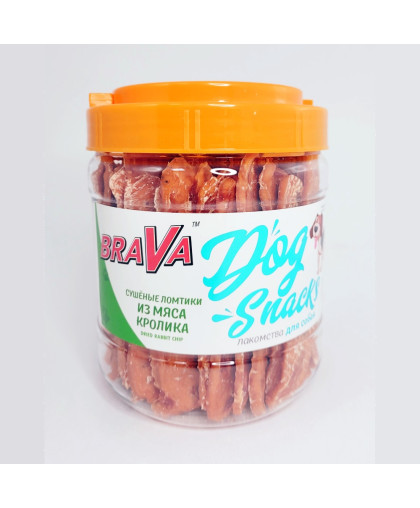 Брава/BraVa лакомства для собак сушеные ломтики из мяса Кролика 650гр*12 Брава/BraVa лакомства для собак сушеные ломтики из мяса Кролика 650гр*12