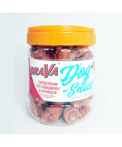 Брава/BraVa лакомства для собак Сардельки из Говядины с Курой 700гр*12 Брава/BraVa лакомства для собак Сардельки из Говядины с Курой 700гр*12