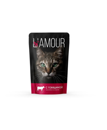 Лямур/L'AMOUR пауч корм для кошек Говядина в соусе 75гр*28 Лямур/L'AMOUR пауч корм для кошек Говядина в соусе 75гр*28